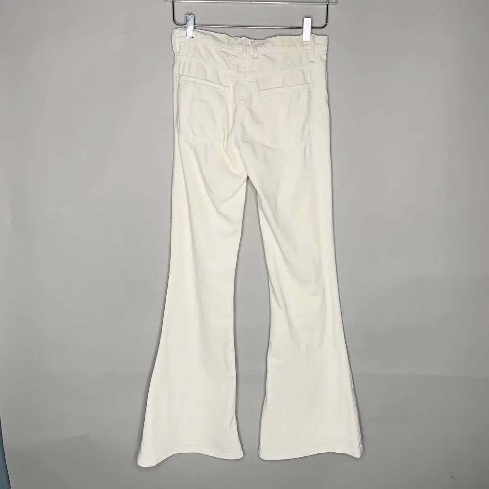 McGuire 24 Majorelle Mid Rise Flare Jeans Cream Denim Normcore Minimalist *flaw
